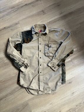 Wrangler Pro Gear Tan and Green Camo Button-Down Shirt